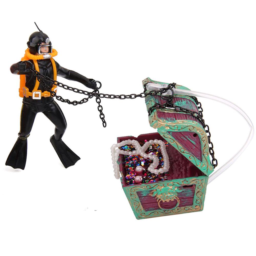 Treasure Hunter Diver Pneumatic Ornament Aquarium Decoration Fish Tank Decor Air Pump Connecting