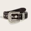 Adult Belt with Rhinestone Buckle Light Luxurious Ladies Locomotive Waistband