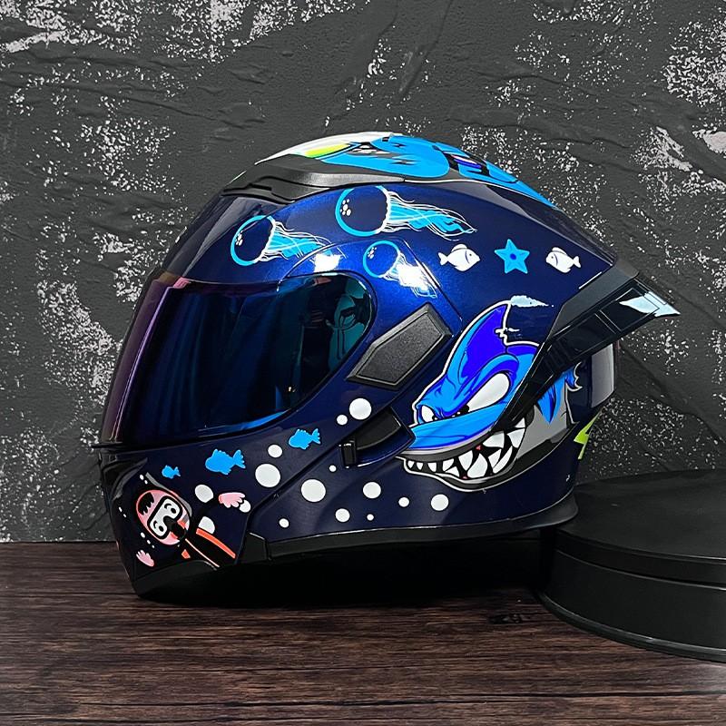 JIEKAI Flip-Up Motorcycle Helmet Women Couples Dual Lens Full Face Scooter Riding ABS Material
