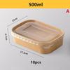10Pcs/Set Disposable Lunch Box Kraft Paper Square Lunch Box Fast Food Packing Boxes Paper Bowls With Lid Household Bento Boxes