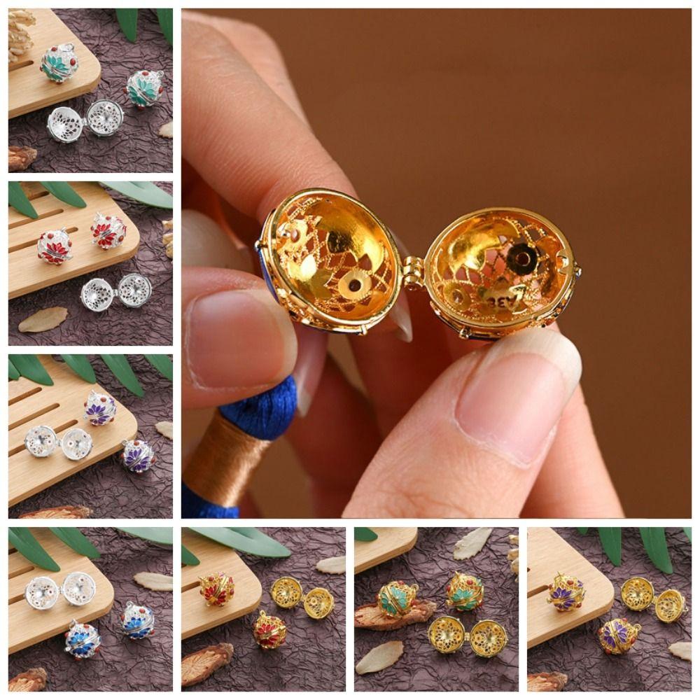 3Pcs Hollow out DIY Trinkets Accessories Lotus Flower Jewelry DIY Making Charms  Smartphone Charm blu/argento