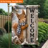 2D Flat, 2D Flat Printing Garden Flag 1pc, Warm Squirrel Welcomes Guests Durable Single-Sided Print Yard Flag, Garden & Home Holiday Decoration, 29.97