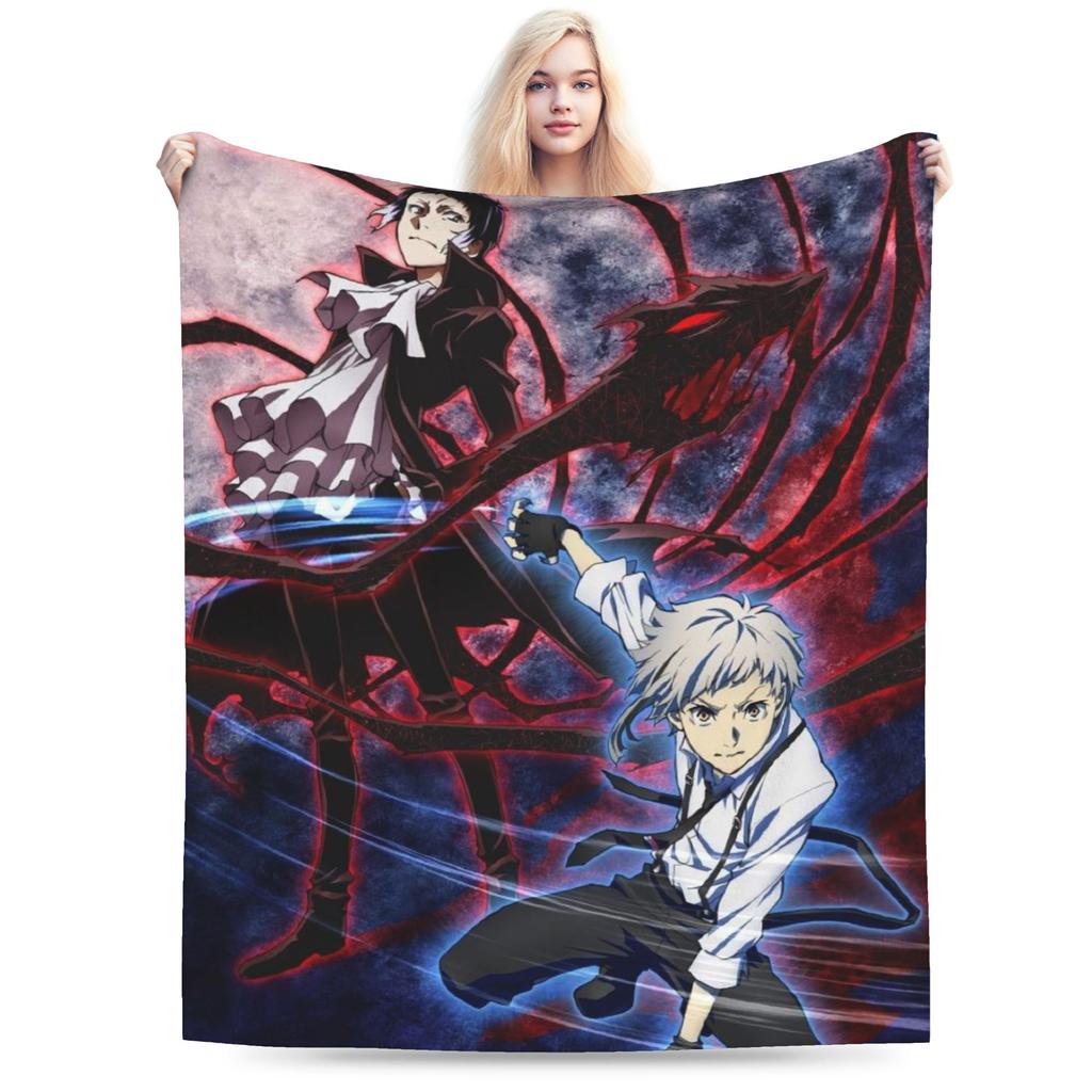 Super Soft Bungos Strays Dogs Manga Atsushi Nakajima Throw Blanket Premium Fleece Flannel Blanket Cozy Plush Blankets All Season
