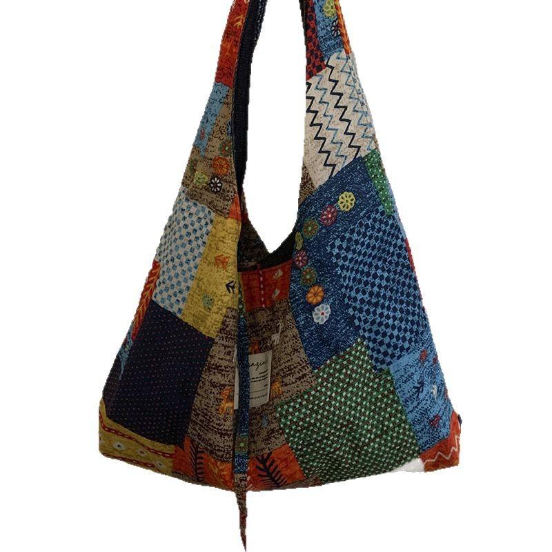 Casual canvas bag Korean lazy style underarm bag 2025 new bohemian style large-capacity shoulder bag