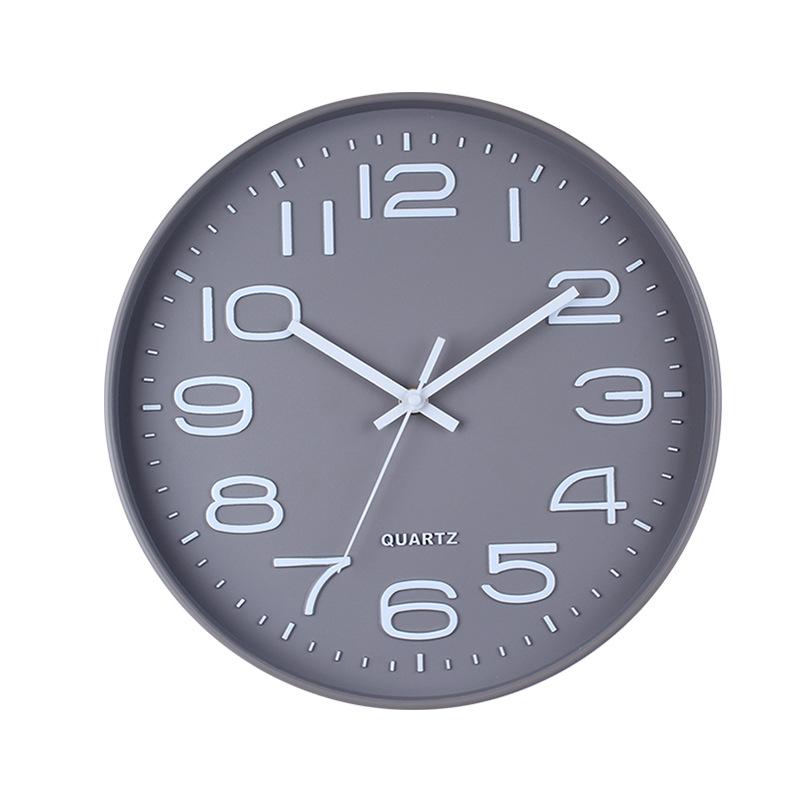 

12-дюймовые электронные бесшумные 3D трехмерные часы с шрифтом, сканирующие секунды по времени, четкий шрифт, настенные часы, модные кварцевые часы в стиле легкой роскоши Purple gray