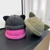 Adjustable Cat Ears Brimless Hat Cute Basin Hat Simple Bucket Cap  Travel