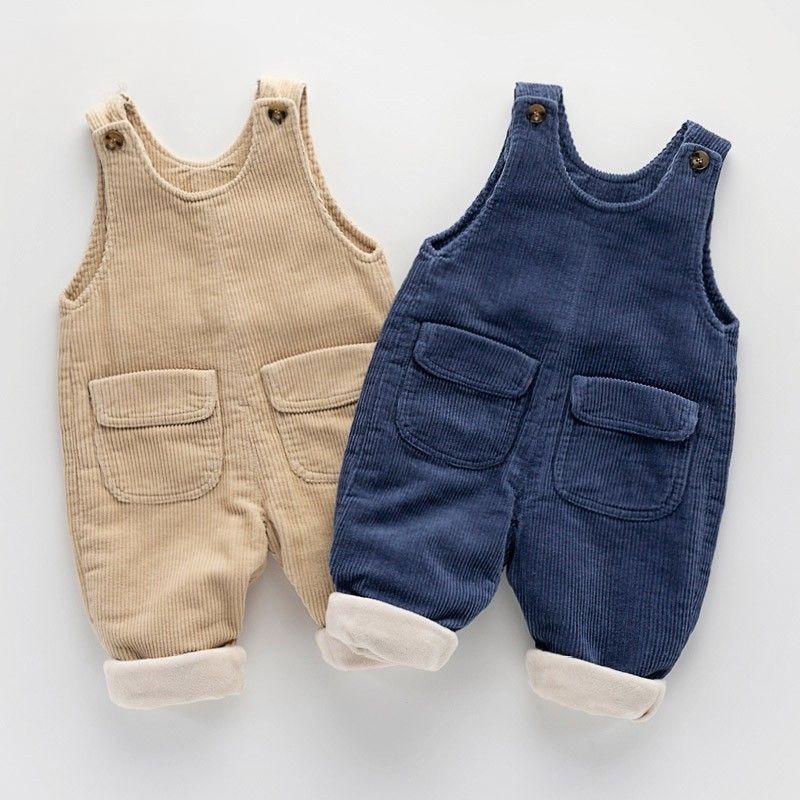 Fleece-Lined Baby Overalls: Thick Cotton Jumpsuit for Boys & Girls - Perfect for Autumn & Winter