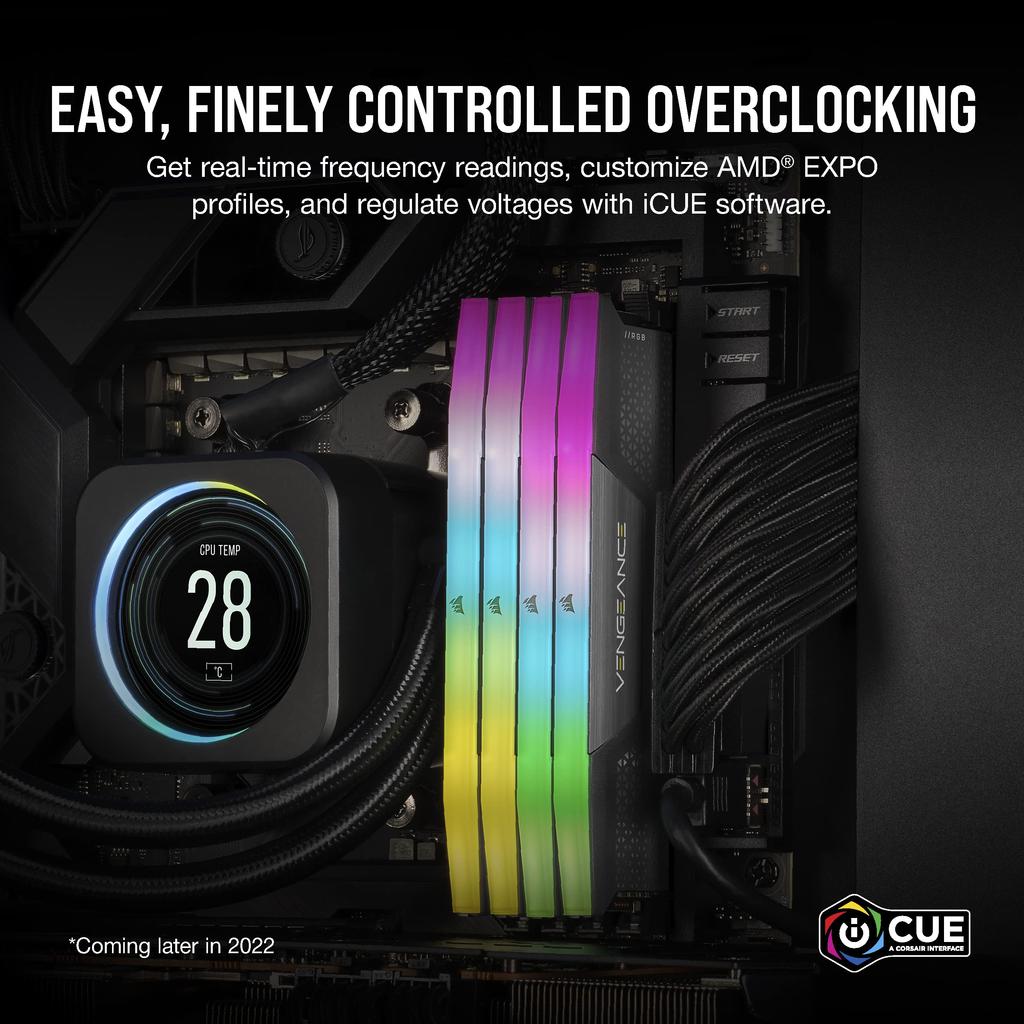 CORSAIR Desktop PC Memory VENGEANCE RGB DDR5 Series 64GB x CMH64GX5M2B5600Z40K DDR5-5600MHz (PC5-44800) [32GB 2]