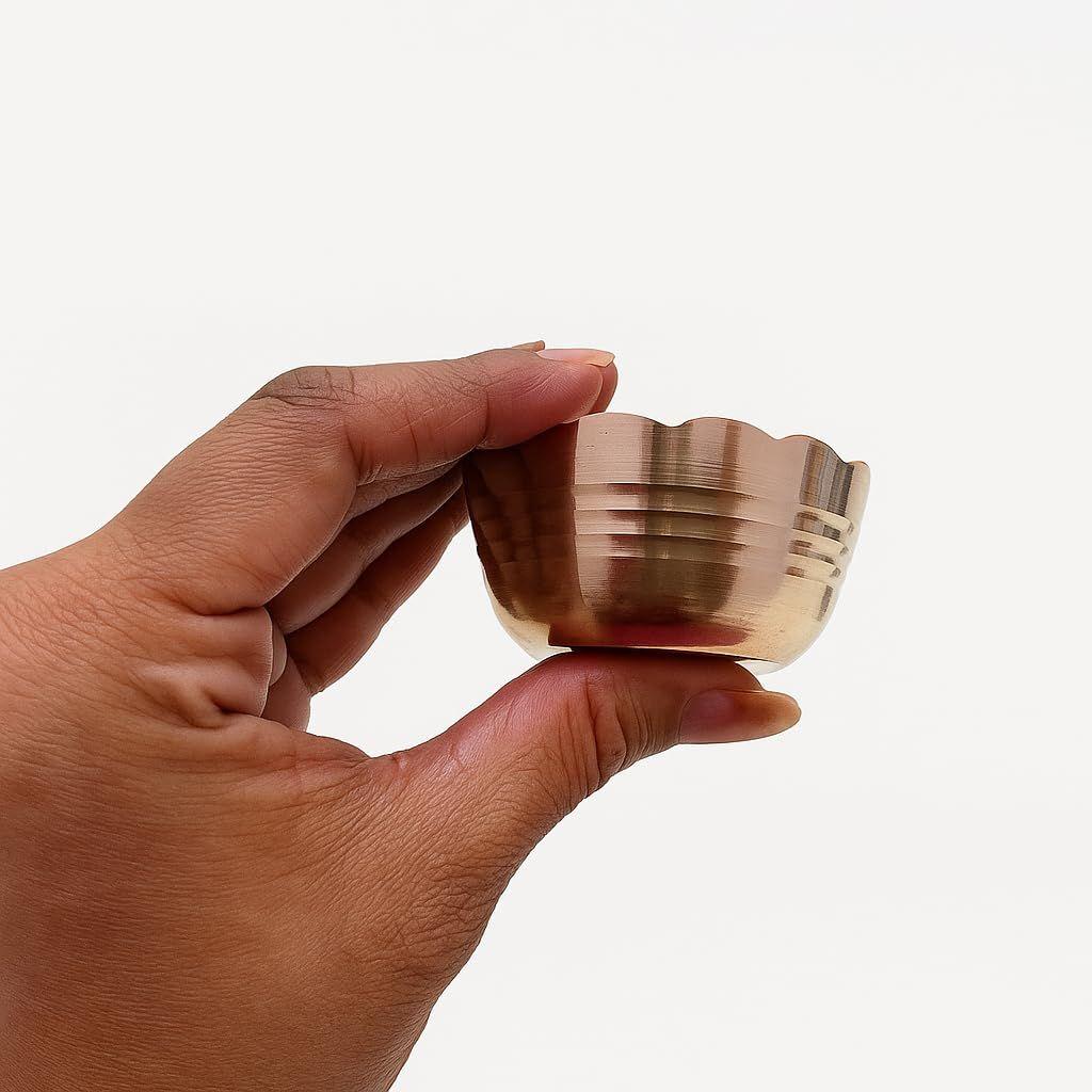 Decorative Pure Brass Katori for Pooja, Festivals, Prasad & Desert, Small Multipurpose Prasadam Bowls for Pooja