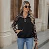 YYFS Women's Fashion Casual Spring Fall Leopard Print Long Sleeve Half Turtleneck Blouses & Shirts