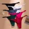 Women's Spring and Summer Sexy Metal Buckle Cotton Crotch Non Mark Low Waist Thong Underwear