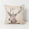 Vintage Deer Head Throw Pillow Cover, Rustic Linen Cushion Cover for Farmhouse & Cabin Home Decor