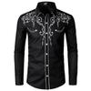 Camicia Elegante da Uomo Ricamo Vestibilità Slim Casual Manica Lunga Camicie da Matrimonio e Festa per Uomo