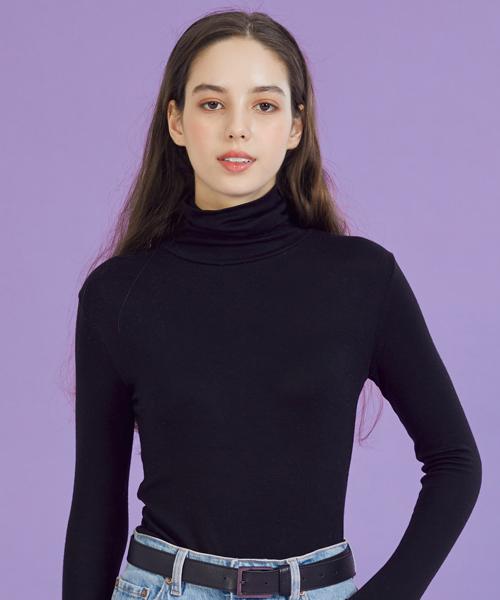 KOLEAT [Warmer Ver.] Knit Turtleneck Long Sleeve (Black) Hand Warmer Inner