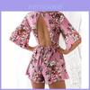 Elegant Flower Print Women Romperexy Backless Jumpsuit For Chic Summer Looks