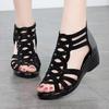 Soft Leather Roman Sandals Women's Summer Soft-soled Mother Shoes Fashionable Outer Wear Women's Sandals Wedge Heel Women's Shoes