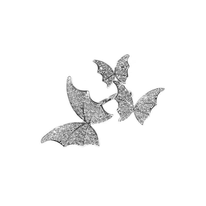 Huitan Brilliant Butterfly Rings for Women Bling Bling Crystal Cubic Zirconia Animal Opening Rings Wedding Party Fashion Jewelry