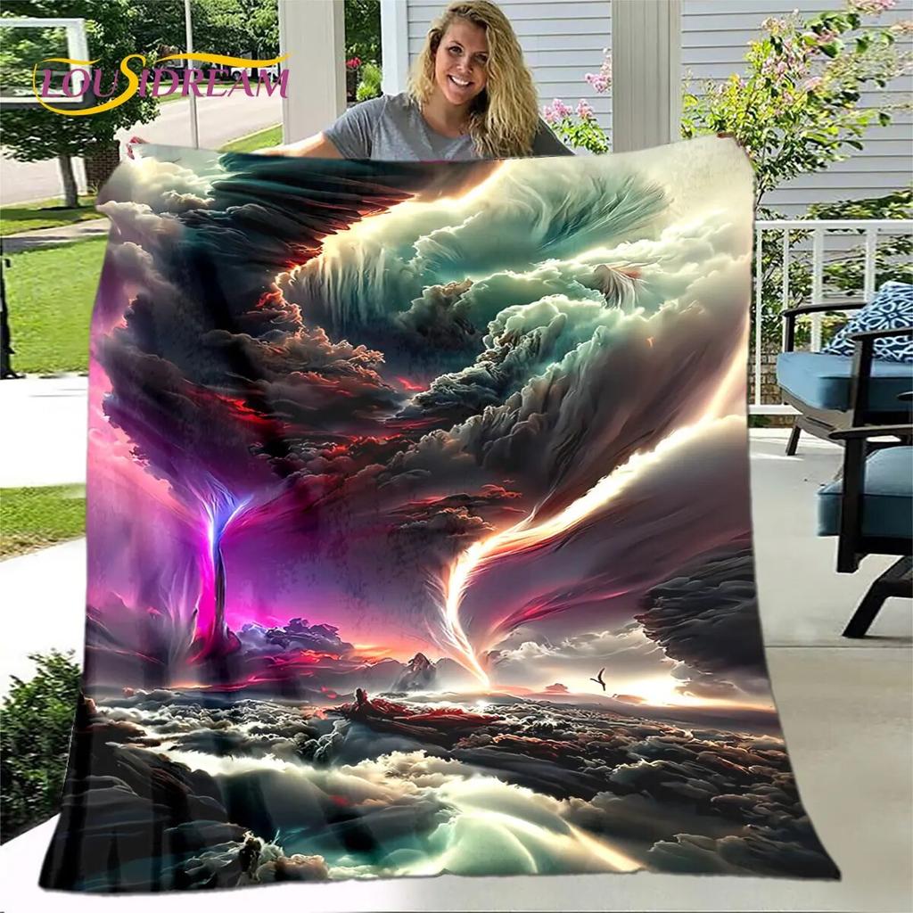 3D Natural ,Tornado, Cloud Blanket,Flannel Blanket Throw Blanket,Warm Blanket for Home Living Room Bedroom Beds Sofa Picnic Kid