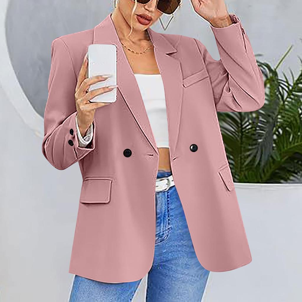 Dámská bunda klopa Jednobarevný knoflík Dekorace Slim Cardigan