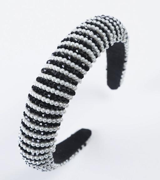3cm Width Crystal Luxury Girl's Handmade Beaded Hairband Braided Rhinestone Bead Headband