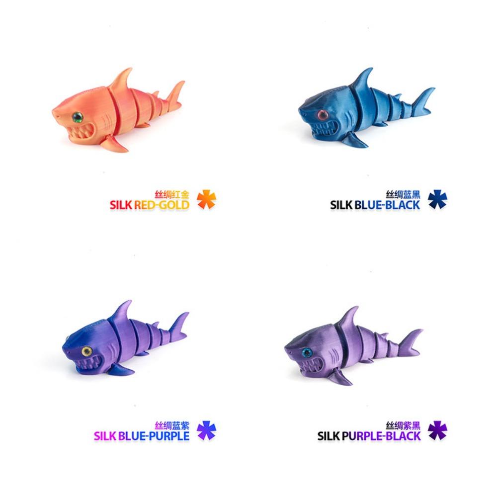 3D Printed Great White Sharks Animal Toys Multi-joint Movable Action Figures Fidget Toys Kids Gifts Living Room Decoration