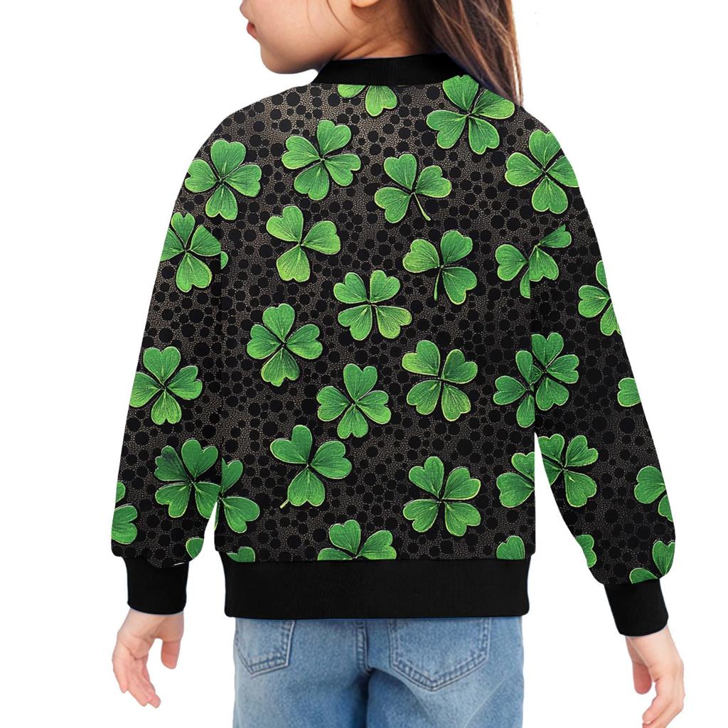 Dívčí bundy na zip Dětské podzimní mikiny s dlouhým rukávem Svrchní oděvy s kapsami St. Den svatého Patrika 5-15 let