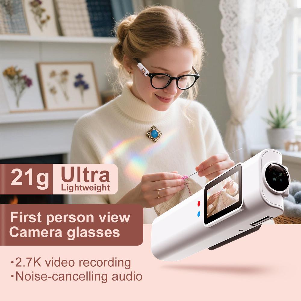 Action Camera Glasses High Definition 2.7K Wi-Fi Interconnection Outdoor Portable Sports DV Head-mounted Recorder