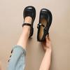 Zapatos nuevos de cuero para madre, zapatos planos casuales con hebilla de versión coreana para mujer, zapatos Mary Jane de color sólido para mujer