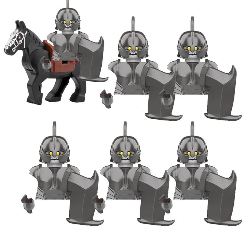 MOC Středověké Vojenské Stavební Kostky Elfský Bojovník Ork Rohan Gondor Rytíř Sada Postav Zvířecí Armáda Zbraň Luk Kuše Hračka