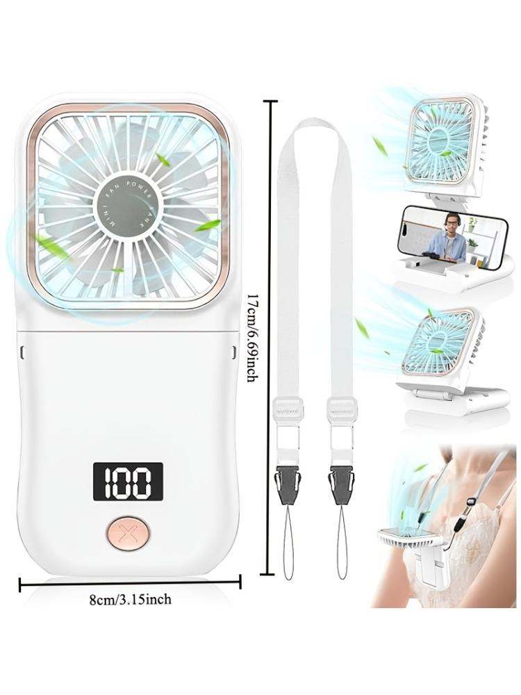Portable Charging Handheld Fan, Neck Hanging Fan, with Phone Holder, Suitable for Office, Outdoor Camping and Picnicking.
