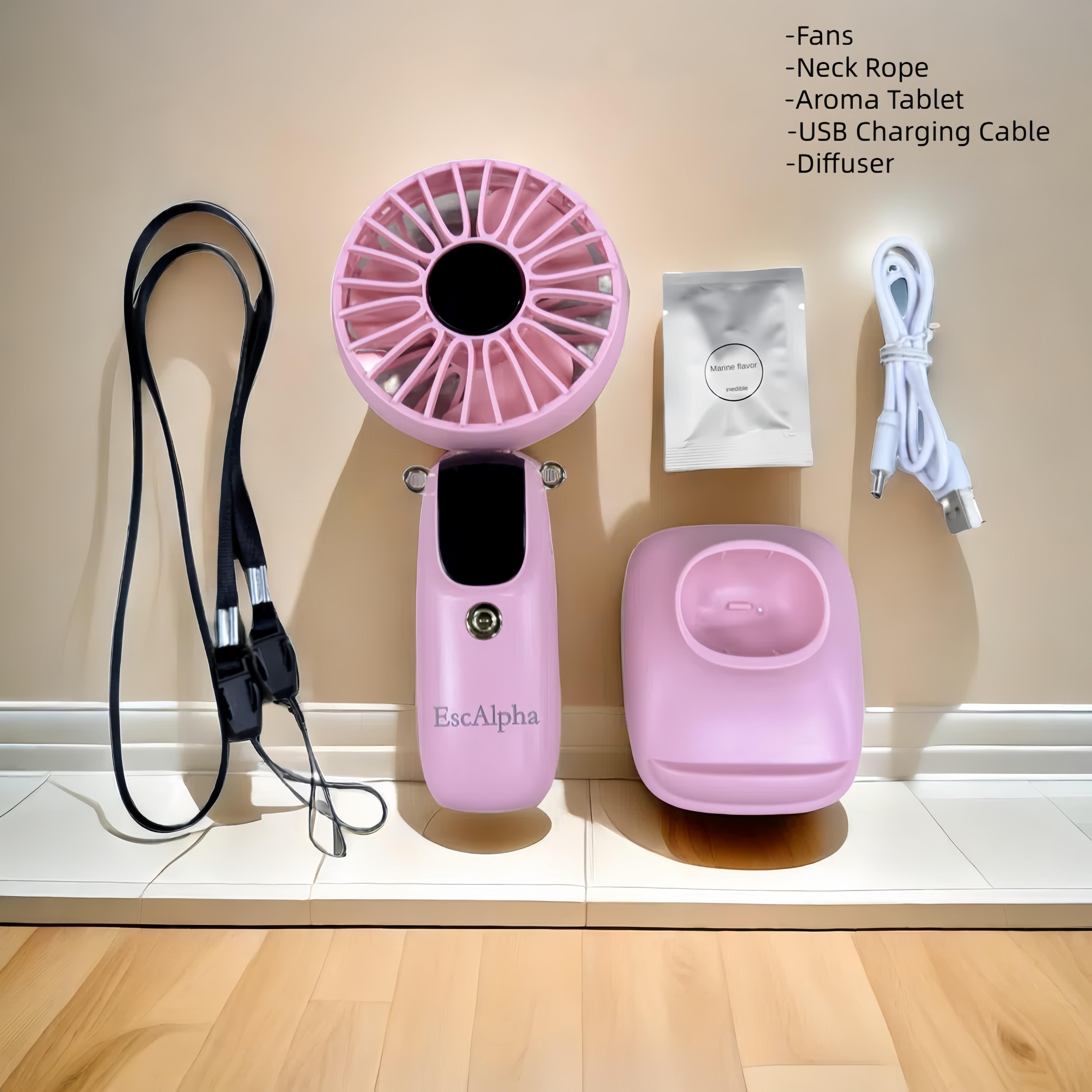 

USB Перезаряжаемый Бесшумный Вентилятор Набор для Летнего Подарка, Многоцелевой 6-скоростной Ручной Вентилятор с Дисплеем, Летнее Охлаждение, Портативн розовый