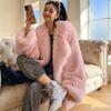 New winter imitation fox fur jacket, suit collar medium and long women's fashion loose suit collar coat