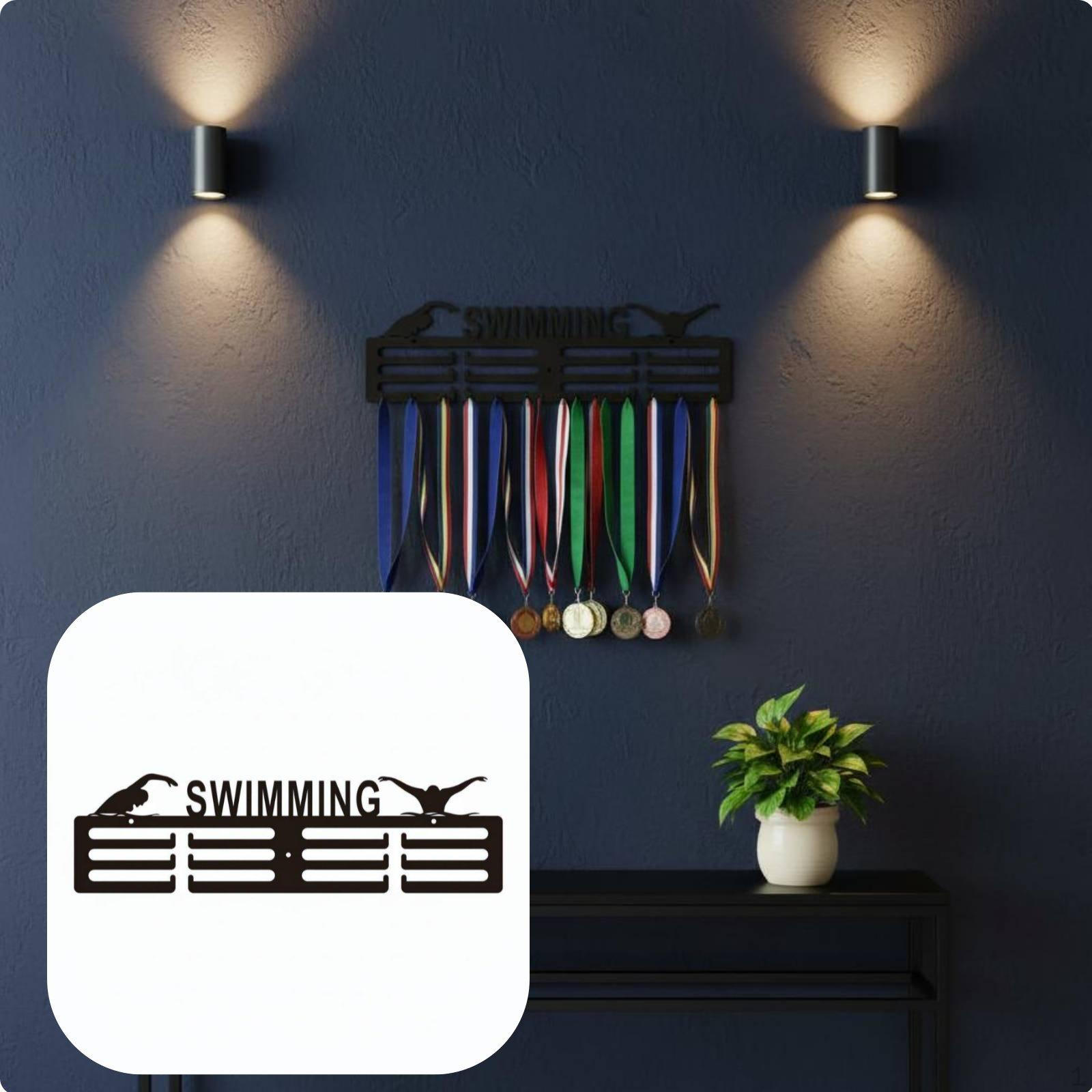 Metal Award Display Rack Easy Mounted Wall Medal Decorative Hanger for Athletes, Swimming