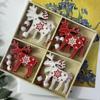 A Box Contains 12 Wooden Festive Hanging Decorations, Small Cartoon Shaped Daily Decoration,Christmas Decorations, Patterned Christmas Tree Ornaments,