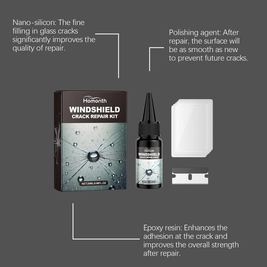 20ml Windshield Crack Repair Kit Auto Front Windshield Nano Repair Fluid Kit Quick Repair Cracks Clear Vision