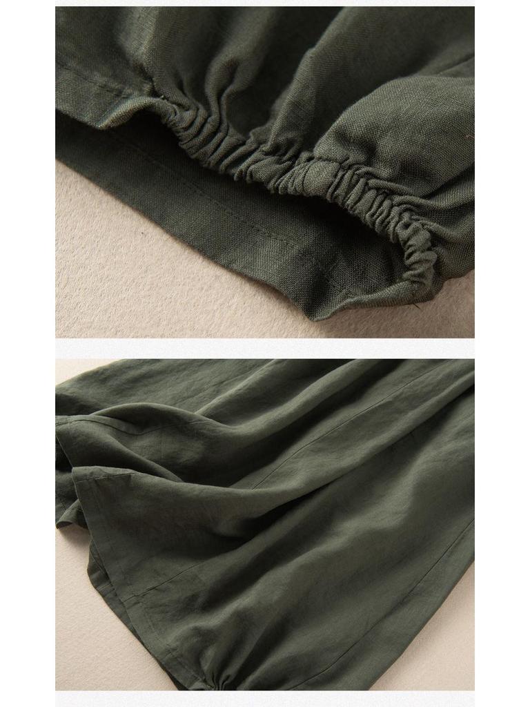 Plus Size Women's Retro High Waist A-Line Midi Skirt - Imitation Linen, Summer Slimming Style