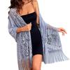 Elegant Women Shawl Wrap for Evening Dress Lightweight Scarf Malaysia Solid Color Hollowed Tassel Long Cape Shawl