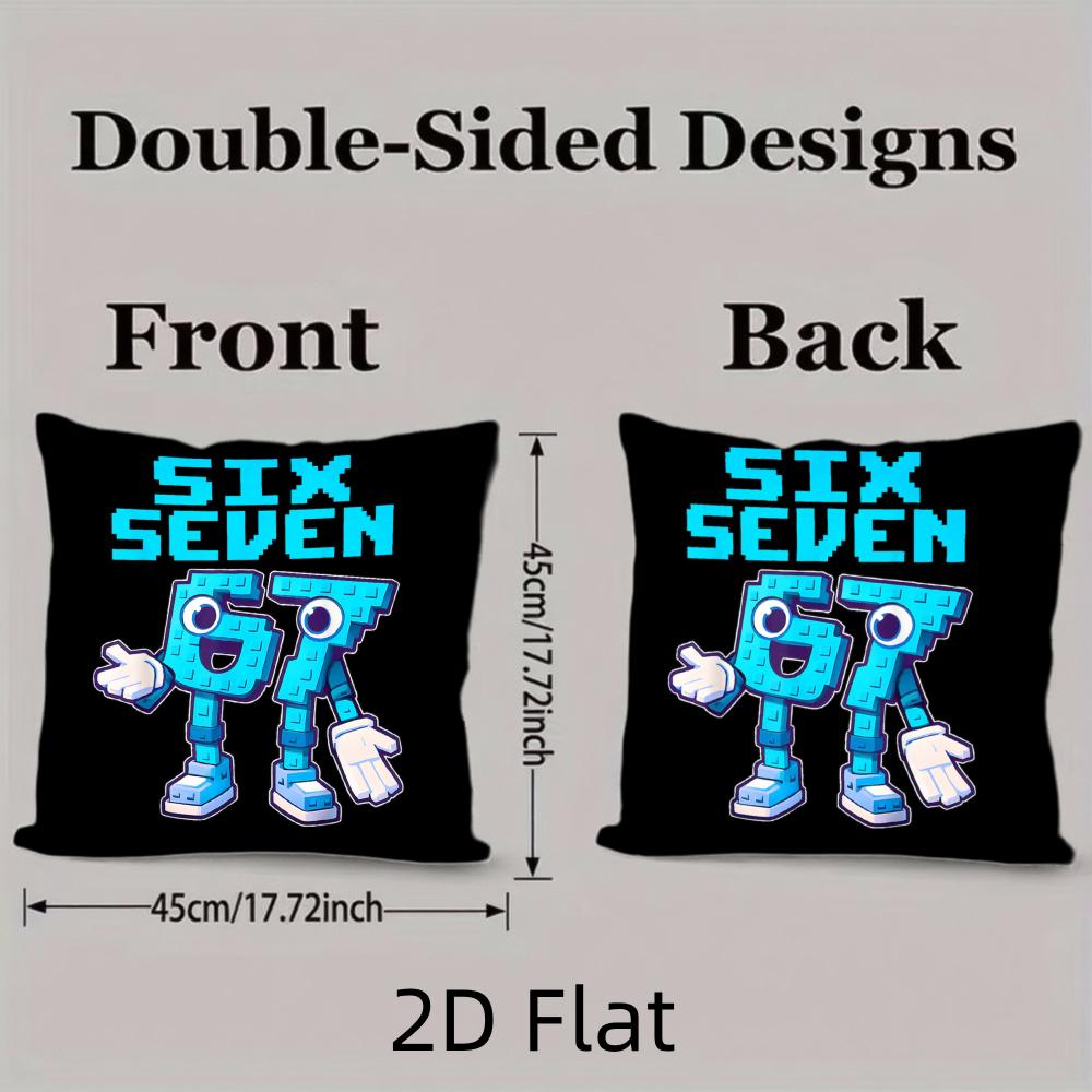 1Pc Pixel Art Number 67 Pillow Cover Polyester 2D Double-Sided Printed Retro Game Cushion Case For Couch Bed Boys Room Decoratio