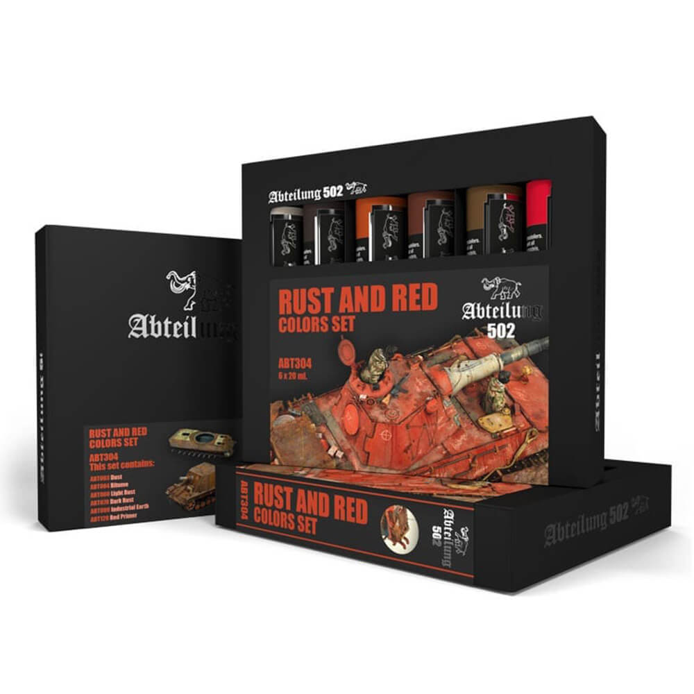 Sets de couleurs à l'huile pour modélisme Abteilung 502 (Rouille et Rouge)