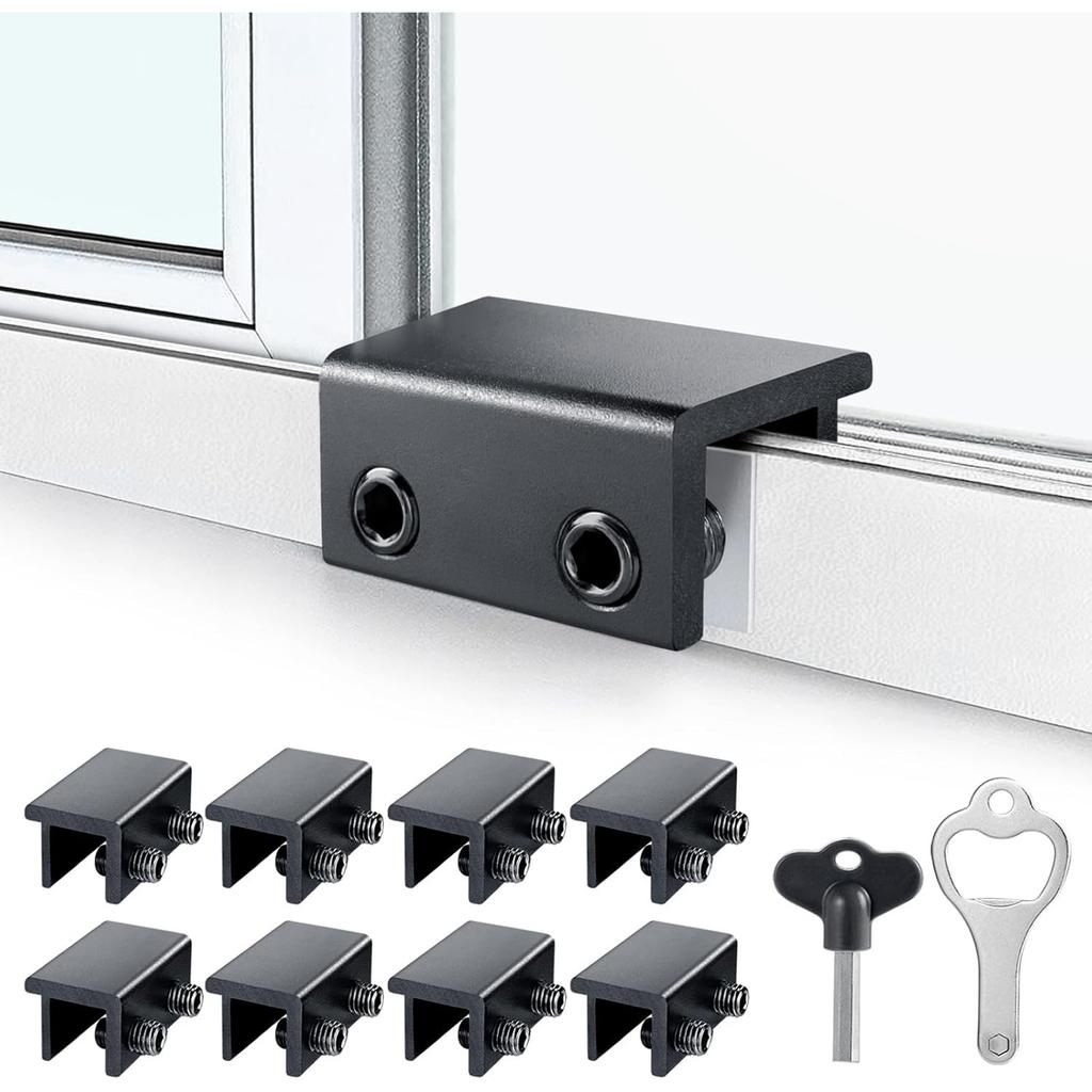 Fechaduras de Janela, Pacote com 4 Fechaduras de Janela de Correr com Chave para Janelas e Portas de Correr Verticais e Horizontais,Fácil de Instalar,Fechadura de Segurança Ajustável para Janela