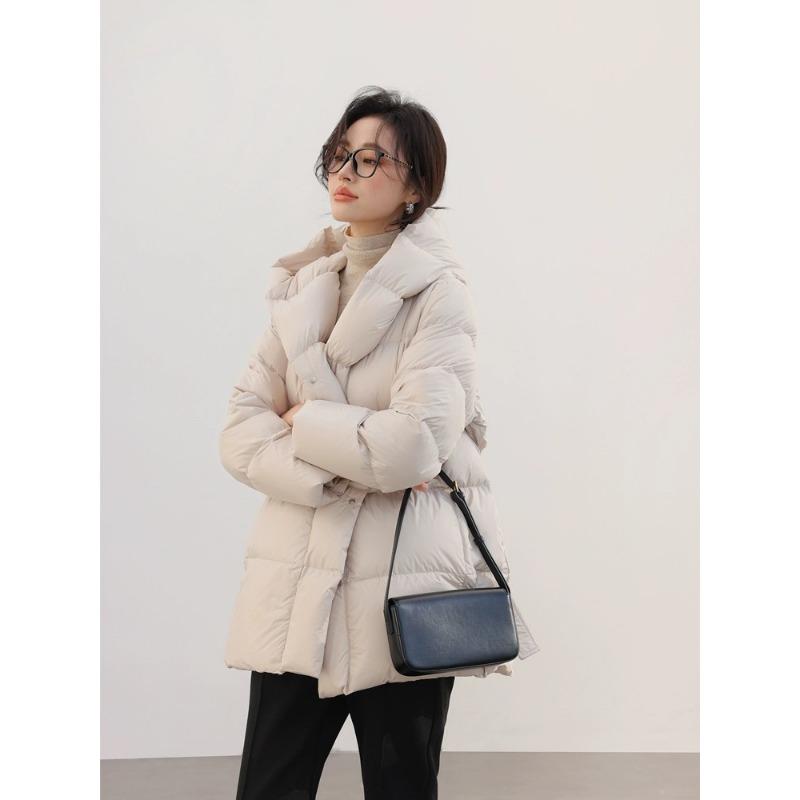 

The new giant canopy is very soft and warm! Simple city! Hooded medium and long down jacket winter L