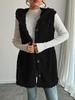 Popular Style Solid Color Plush Hooded Button Cardigan - Women's Autumn/Winter Casual Vest