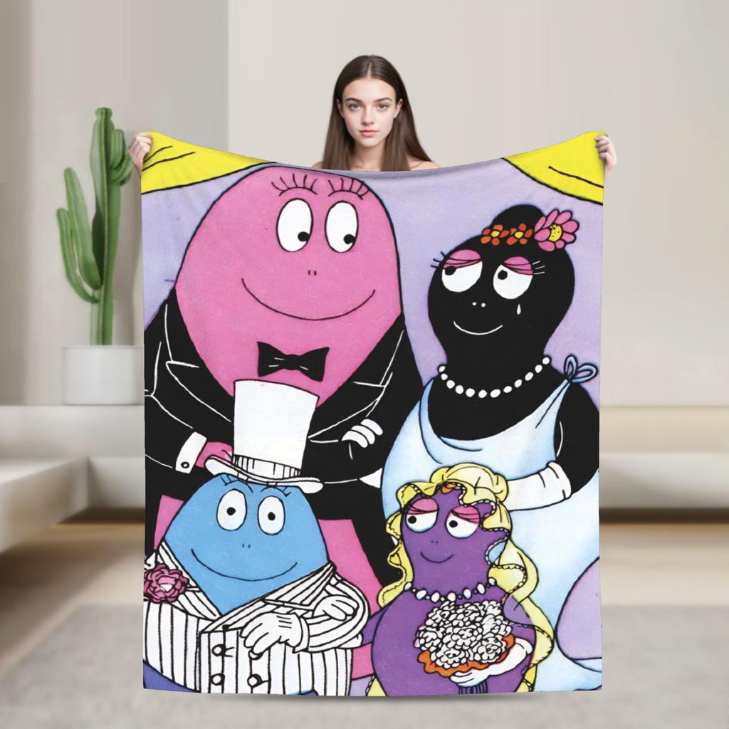 Kawaii Barbapapa Cartoon Throw Blanket for Couch Fuzzy Soft Plush Blanket 50x60 Inches Multiple Sizes Bedspreads for All Seasons