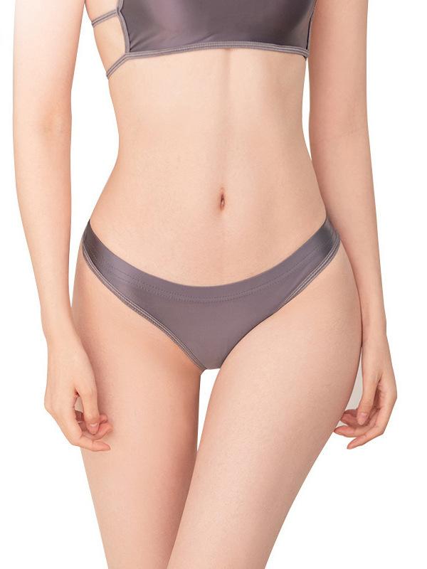 Exotic Summer Fashion Women'S Clothing Japanese Solid Color Simple Smooth High Elasticity Low Waist Sexy Triangle Underwear 6Ozw