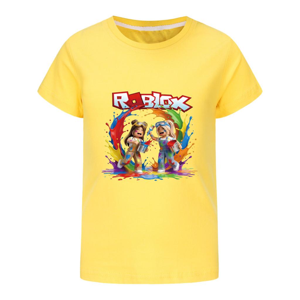 5577 Kids Casual Roblox Print Short Sleeves T-Shirt Top