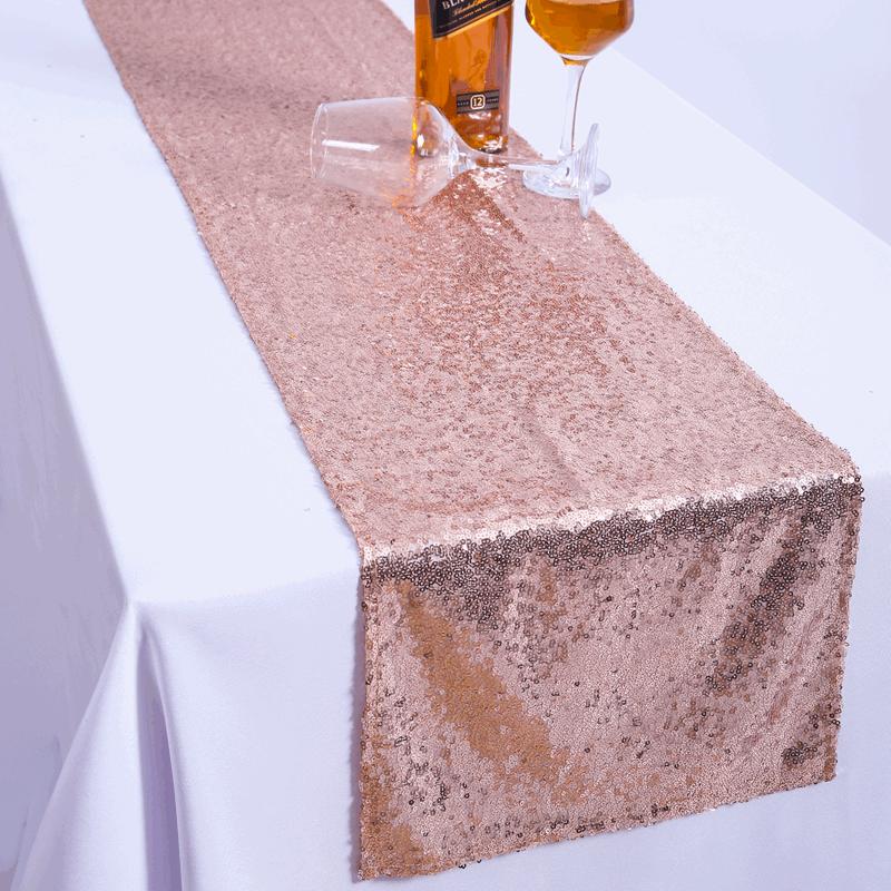 12 "x 108" Glitter Pailletten Tisch Läufer Tuch Hochzeit Läufer Rose Gold Silber Sparkly