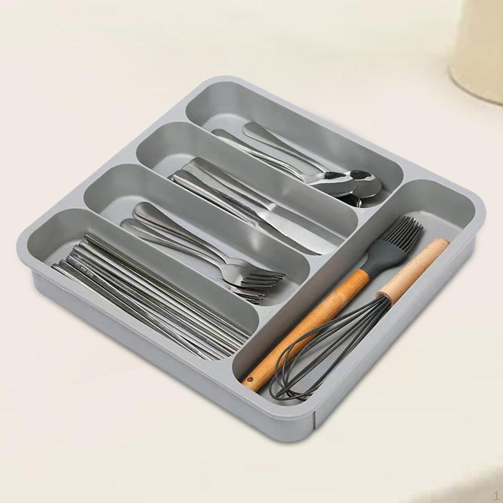 Cutlery And Silverware Tray, 6 Compartments, Drawer Dividers, Expandable Organizer
