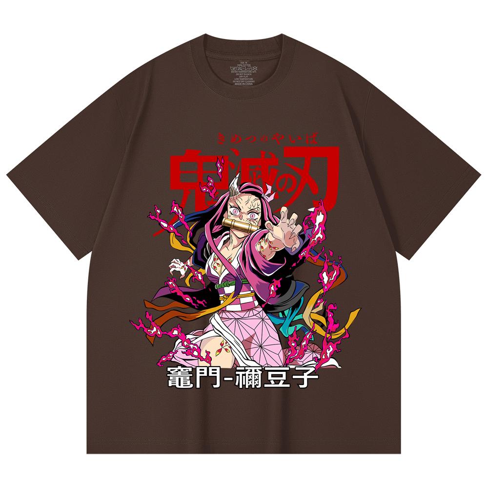 230 g/m² 100% Baumwolle Demon Slayer V72 Nezuko Aufdruck Unisex Schweres Baumwoll-T-Shirt