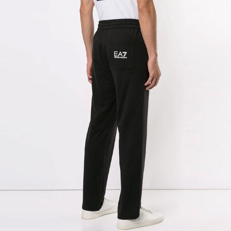 Emporio Armani EA7 Letter And Number Print Mid-Rise Tapered Knit Sports Pants Men Bottoms Black 8NPPC2PJ05Z0203