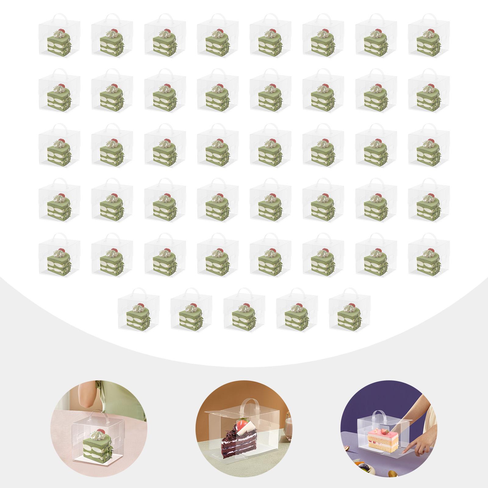 

50 Pcs Clear PET Cake Boxes,Rectangle Cake Carrier Box 12x10x8cm/11x11x11cm for Weddings, Anniversaries Other
